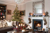 Classic living room decorated for christmas