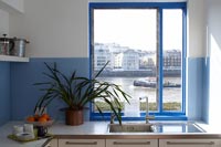 Blue framed window