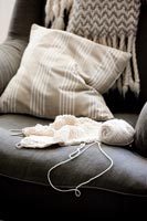 Knitting on sofa