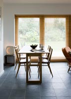 Dining area with wooden furniture