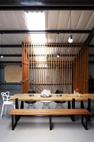 Wood and metal dining furniture