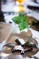 Detail of place setting on a decorated table