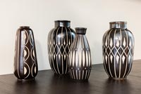 Detail of German pottery vases by Anton Piesche Sgraffito 