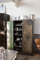 Metal storage cupboard in kitchen