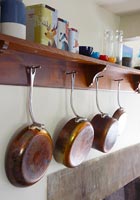 Detail of hanging cooking pans
