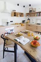 Wooden table in the kitchen