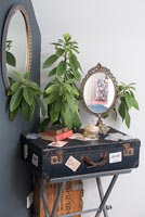 Vintage suitcase used as side table 