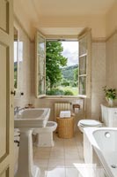Countryside view from country bathroom 