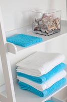 Bathroom Towels on shelves 