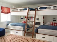 Nautical themed bedroom with ships bunk beds 