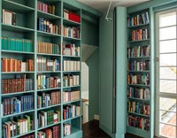 Open secret door in shelves of library 