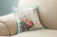 Floral cushion made from vintage handkerchief material 