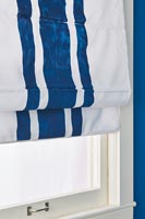 Blue and white striped blinds 