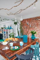 Modern dining room decorated for Easter holidays 