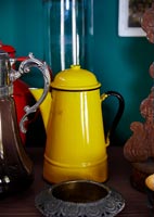 Yellow enamel vintage coffee pot 