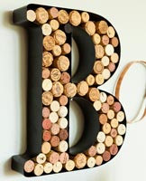 Letter B filled with wine corks 