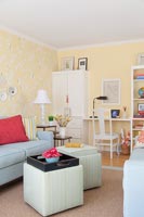 Retro living room in pastel hues 