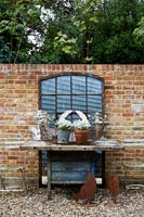 Country patio with planters 