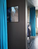 Dressing room area with curtains for privacy 