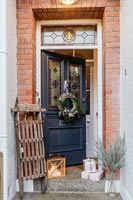 Edwardian front door decorated for Christmas 