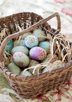 Ornamental eggs in basket 