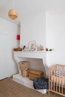 Country childrens room with large chimney breast