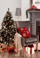 Christmas decorations in classic living room 