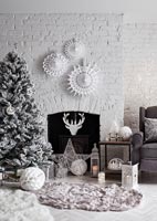 White painted living room at Christmas 