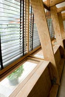 Windows with Venetian blinds 