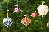 Origami in vintage hand-painted paper