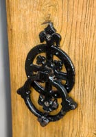 Close up ornate door handle 