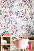 Floral wallpaper in modern study 