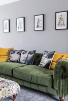 Modern living room sofa with eclectic cushions 