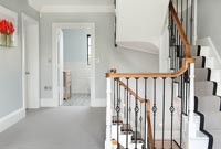 Upstairs landing with view of classic style staircase 