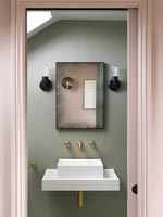Modern bathroom sink and mirror 
