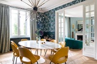 Vintage and retro furniture in modern dining room 