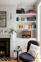 Built-in bookshelves in modern living room 