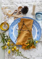Rustic accessories on country dining table 