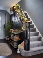 Modern hallway decorated for Christmas