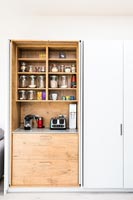 Wooden storage cabinet in modern kitchen 
