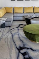 Patterned flooring in modern living room 