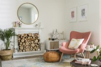 Pink chair in modern living room 