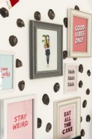 Detail of picture display on spotty wall