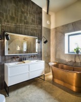 Copper bath in classic style bathroom