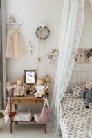 Vintage toys in childs country bedroom