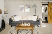 Contemporary open plan living room in a Cornish cottage. 
