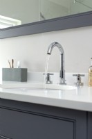 Close up of sink taps in classic bathroom