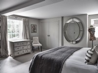 Grey and white bedroom