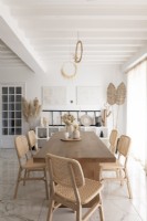 Modern dining room decorated in neutral tones