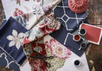 Decorating inspiration with fabric swatches and paints